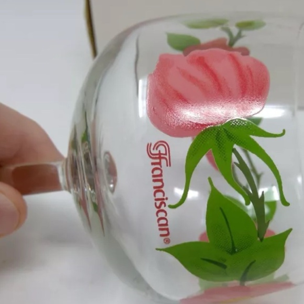 Floral Wine Glass with Pink Yellow Accents- Franciscan Desert Rose Collection